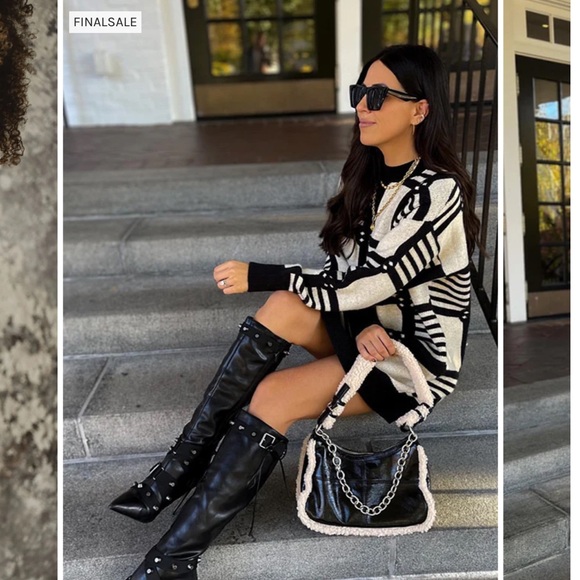 12th TRIBE - QUINCY BLACK PATTERNED SWEATER/ DRESS - Picture 6 of 12